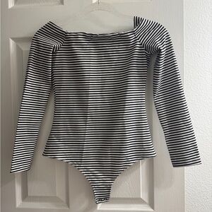 Kendall & Kylie Black and White Striped Bodysuit